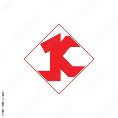 letter jk simple geometric square logo vector