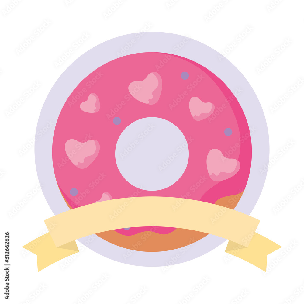 Isolated donut with hearts vector design Isolated donut with hearts vector design