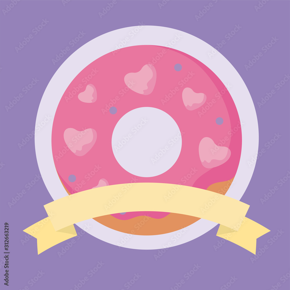 Fototapeta premium Donut with hearts vector design