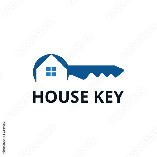 Vector logo design element on white background. Real estate, key, house, home