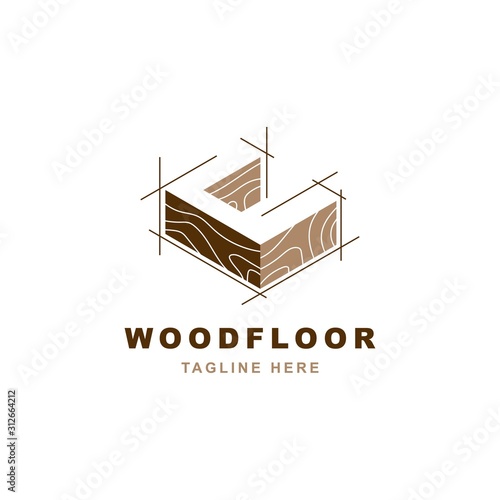 Wood logo  with letter C shape illustration vector design template