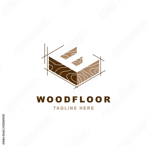 Wood logo  with letter E shape illustration vector design template