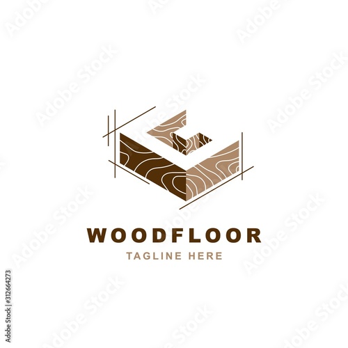 Wood logo  with letter G shape illustration vector design template