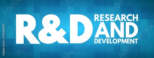 R&D - Research and Development acronym, business concept background