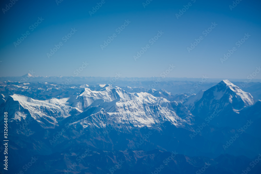 Sunset above mountain in valley Himalayas mountains Sunset above mountain in valley Himalayas mountains