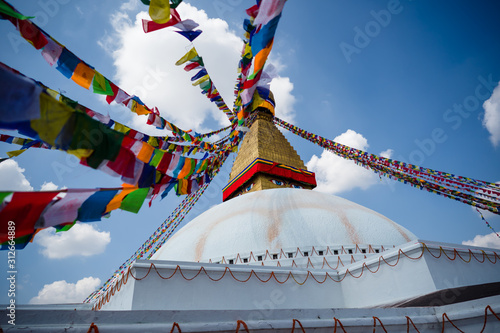 Stupa Bodhnath Kathmandu Nepal photo from air