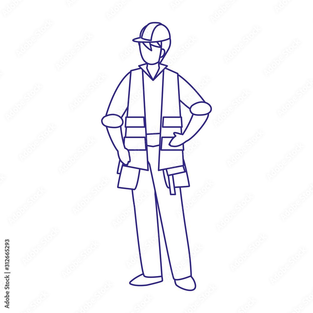 Isolated builder avatar man with helmet design