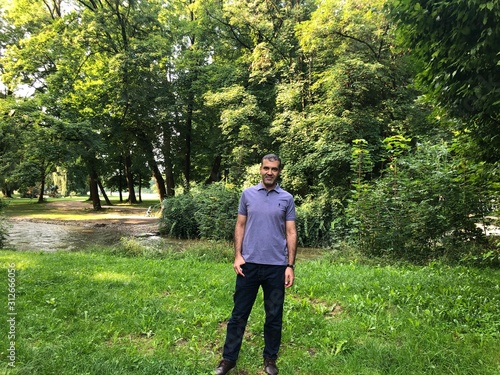 man walking in the forest