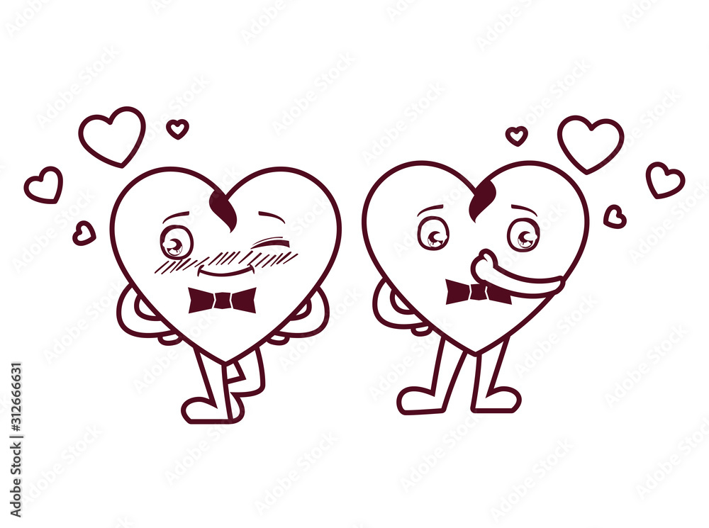 Isolated male hearts cartoons vector design