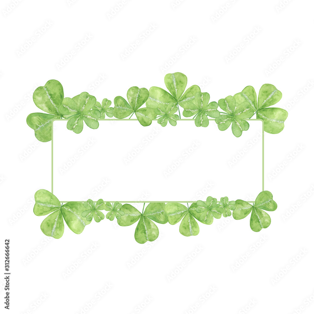 shamrock leaves rectangular frame, symbol of Ireland St Patrick's day