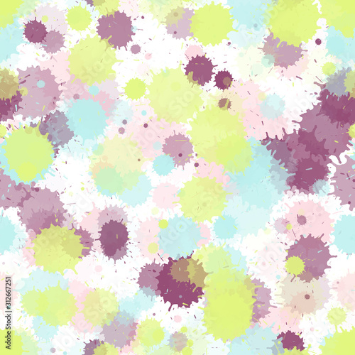 Colored ink splatter, spray blots, mud spot elements