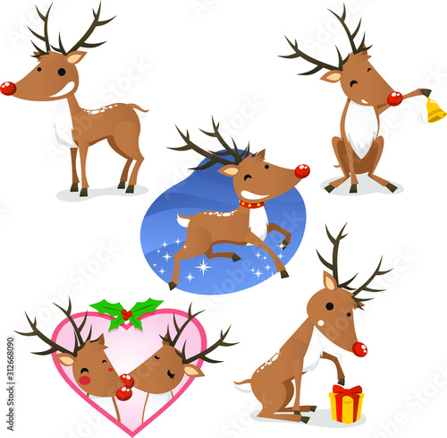 Fototapeta Naklejka Na Ścianę i Meble -  christmas reindeer set 
