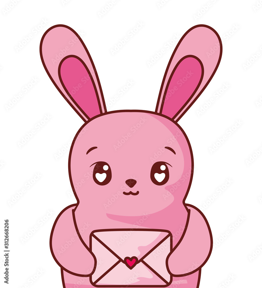 Rabbit cartoon with love card vector design