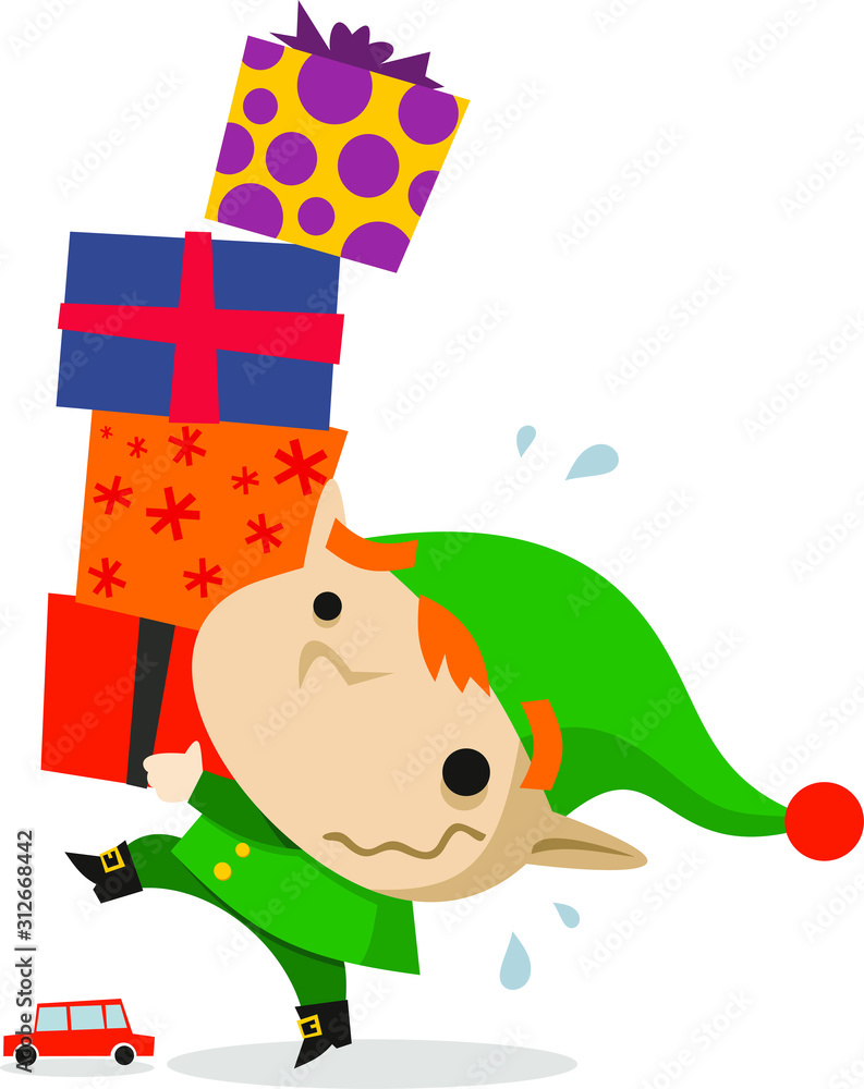 elf carrying christmas presents elf carrying christmas presents