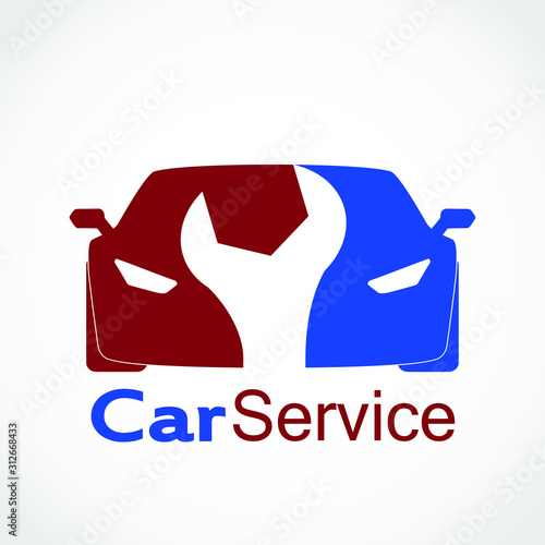 color car with wrench / car service logo