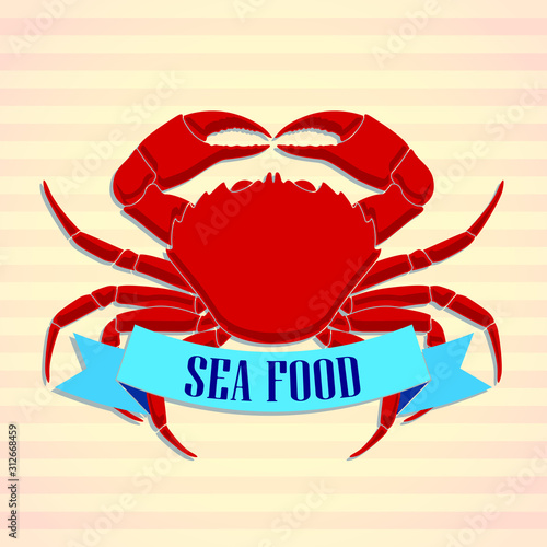 sea food label with red crab