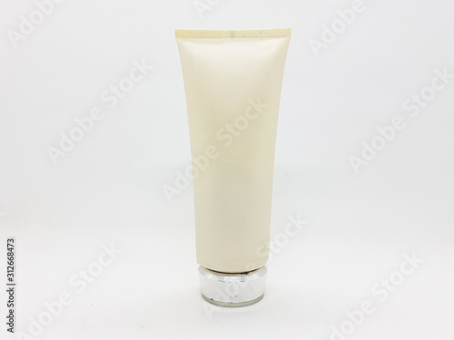 Blank Colorful Photo Realistic Plastic Beauty Cosmetic Health Skin Care Packaging Container for Package Design Mock Up in White Isolated Background