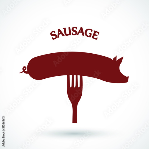 pig shape pork sausage icon