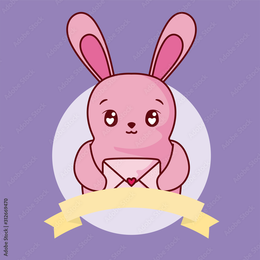 Rabbit cartoon with love card vector design Rabbit cartoon with love card vector design