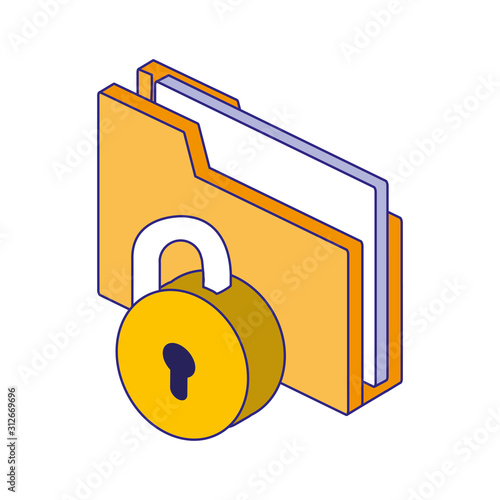 Isolated padlock and file vector design