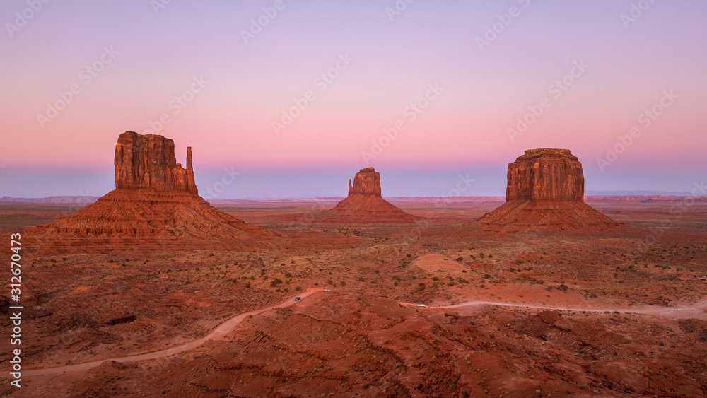 Beautiful sunset over the red rocks of Monument Valley in Arizona Beautiful sunset over the red rocks of Monument Valley in Arizona