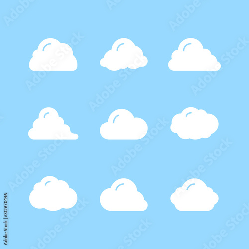Set glyph white icons of cloud