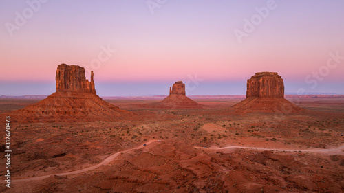 Beautiful sunset over the red rocks of Monument Valley in Arizona