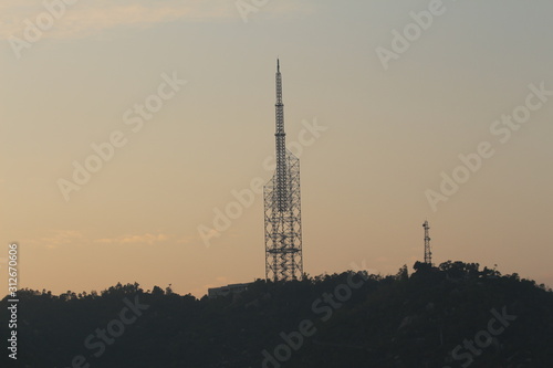 tv tower at sunset