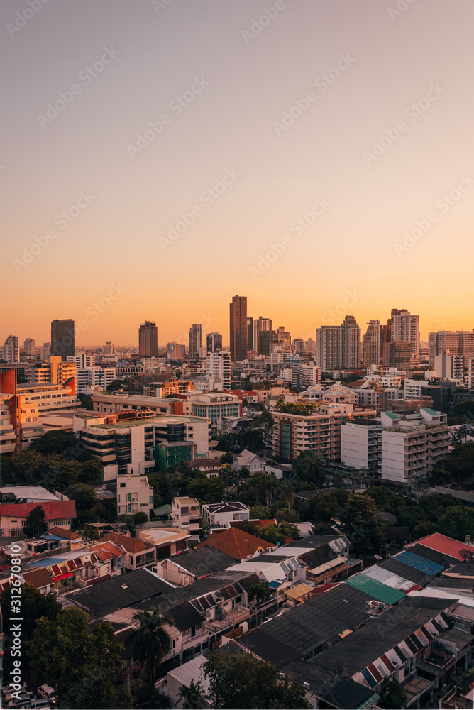 Sunrise cityscape view in Bangkok, Thailand