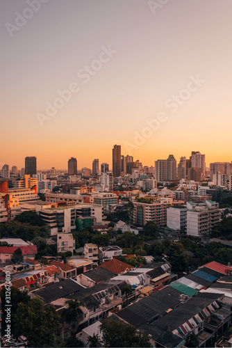 Sunrise cityscape view in Bangkok, Thailand