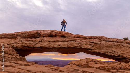 Beautiful sunrise at Mesa Arch in Canyonlands National Park in Utah