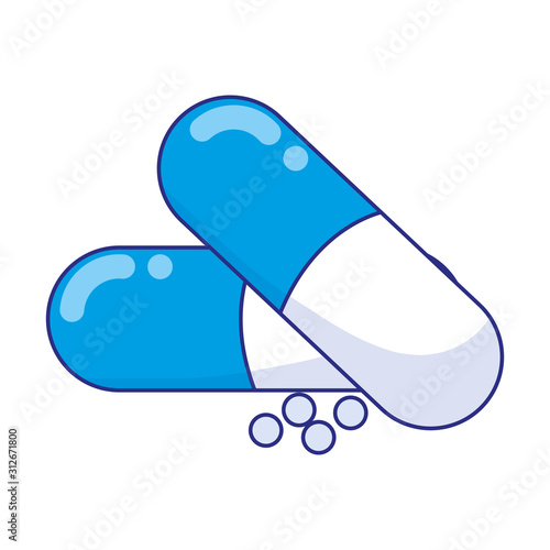 Isolated pills of medical care concept vector design