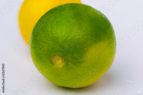 close up of a green lemon