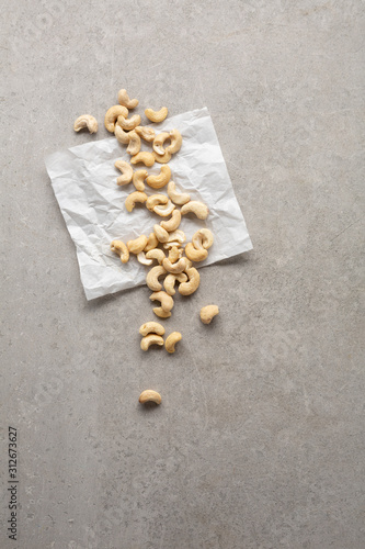 Fresh organic cashew nuts top view