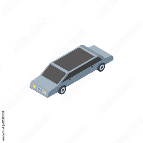 Isolated isometric grey limousine car vehicle vector design
