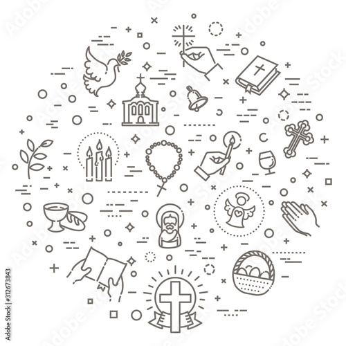 Easter icons set. Christianity