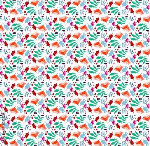 Seamless Floral Pattern vector. Bright colorful exotic botanic background
