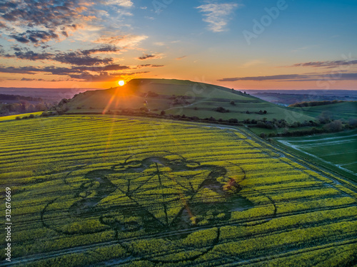 Sunset at a crop circle.