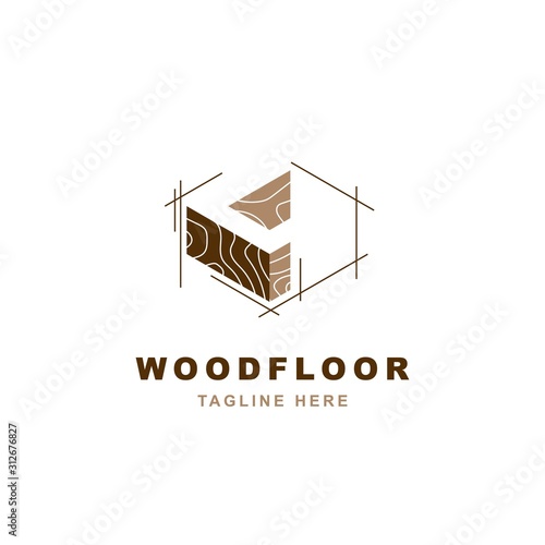 Wood logo  with letter L shape illustration vector design template