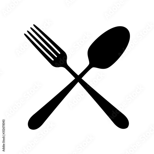 Cooking logo icons. Folk, spoon and knife isolated vector illustration