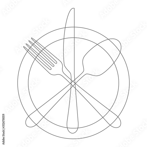 Cooking logo icons. Folk, spoon and knife isolated vector illustration