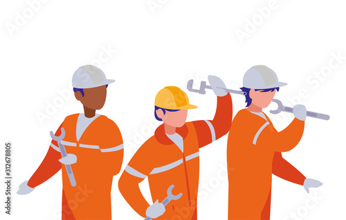 Isolated builders architects and engineers men vector design