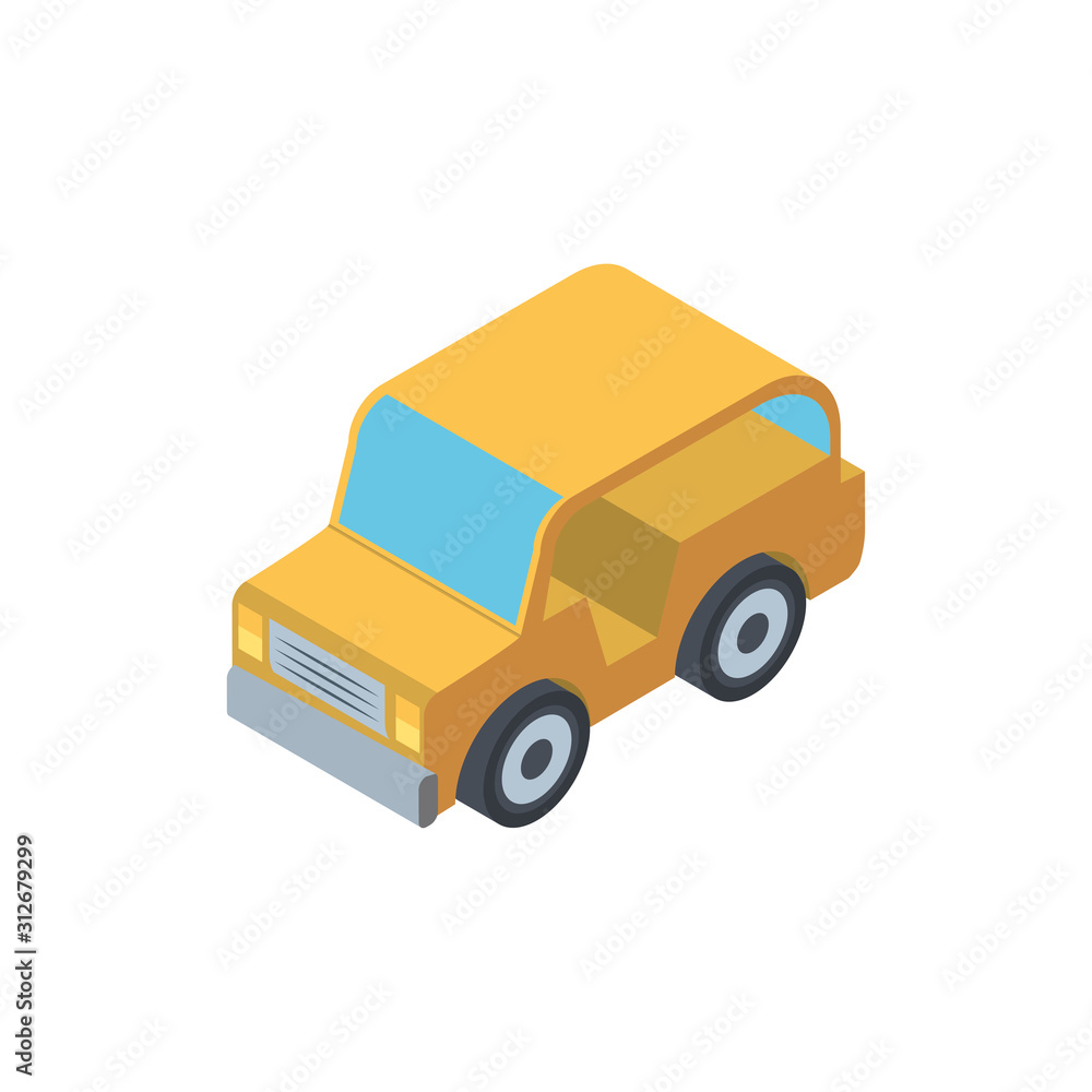 Fototapeta premium Isolated isometric yellow car vehicle vector design