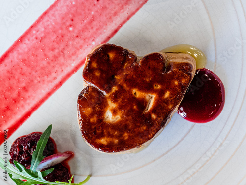 Foie gras steak with berry sauce