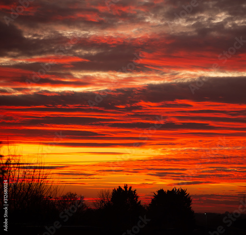 Amazing red and golden sunset