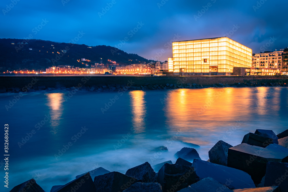 Cityscape of San Sebastian at Night (Basque Country, Spain)