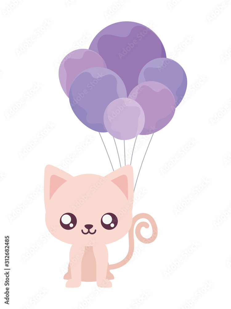 Cute cat cartoon and balloons vector design Cute cat cartoon and balloons vector design