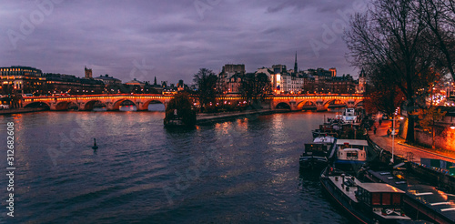 Wallpaper Mural Pont Neuf and Seine during sunset purple sky Torontodigital.ca