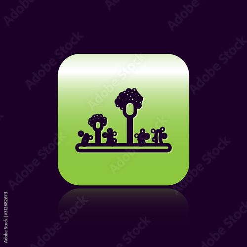 Black line Mold icon isolated on black background. Green square button. Vector Illustration