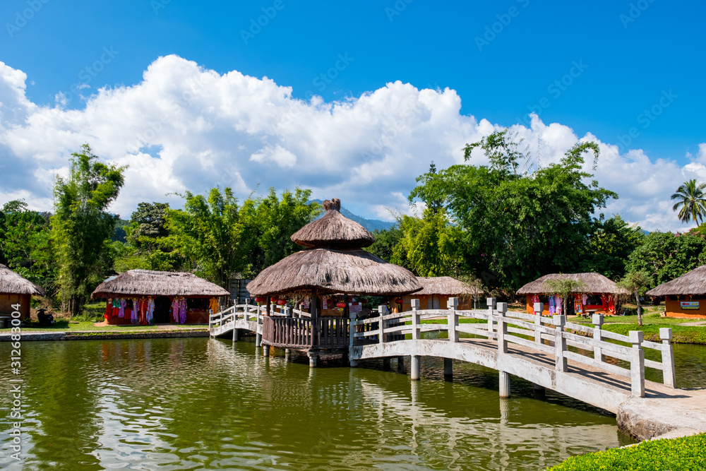 Naklejka premium 2019, November 21st, Santichon Village, Pai, Mae Hong Son, Thailand.